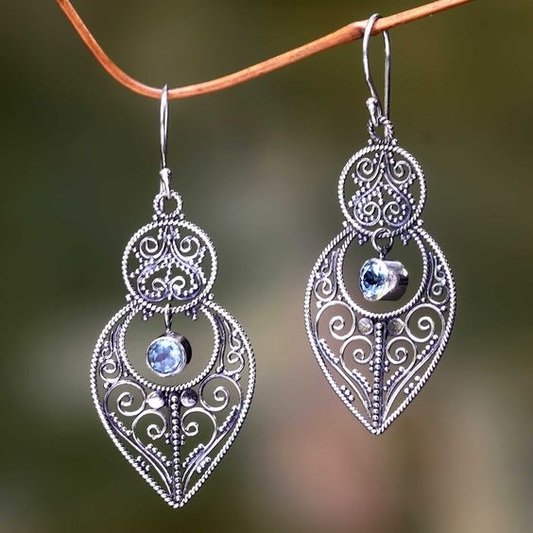 Vintage Crystal Crescent Earrings-Maryam Jewelry