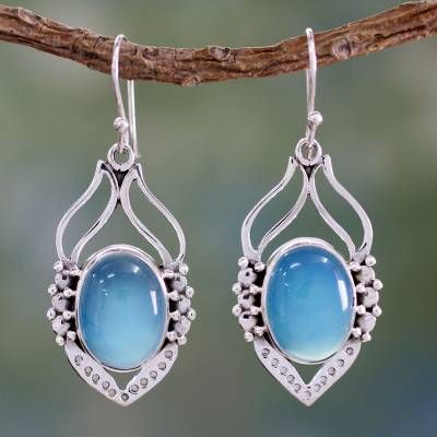 Vintage Blue Stone Scarab Earrings-Maryam Jewelry