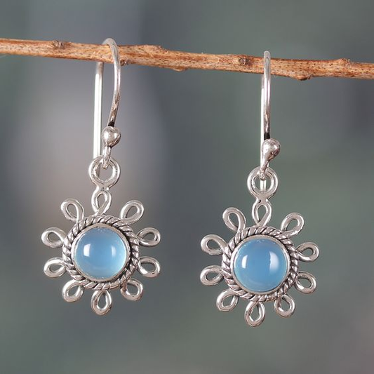 Vintage Stone Flower Earrings-Maryam Jewelry