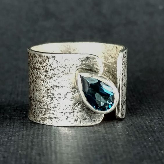 Vintage Silver & Crystal Drop Ring-Maryam Jewelry