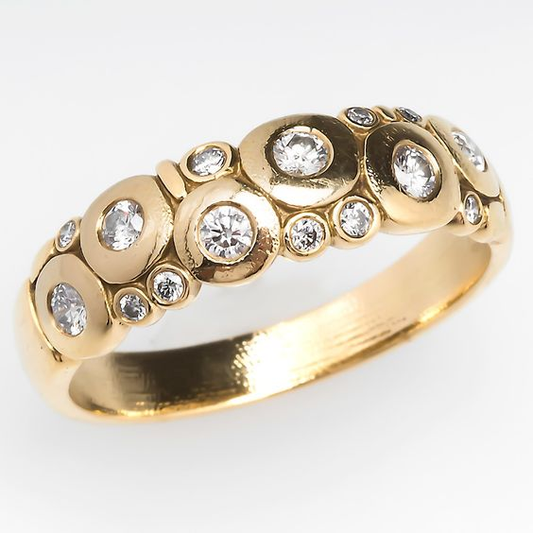 Vintage Inlaid Rounded Crystals Golden Ring-Maryam Jewelry