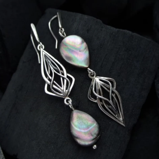 Vintage Moonstone Dark Earrings-Maryam Jewelry