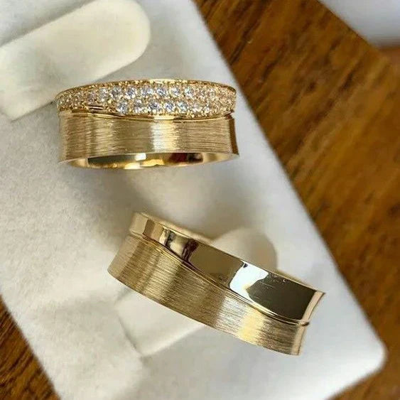 Vintage Golden Set Bright Rings-Maryam Jewelry