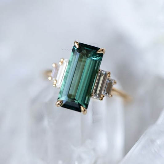 Vintage Turquoise Cubic Glass Ring-Maryam Jewelry