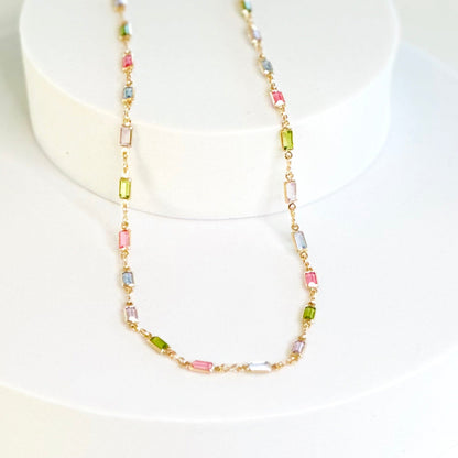 Isabella MultiColor CZ Stone Necklace-Maryam Jewelry
