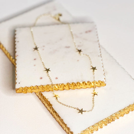 Stella Dainty Star Pendant Choker Necklace - Gold or Silver-Maryam Jewelry