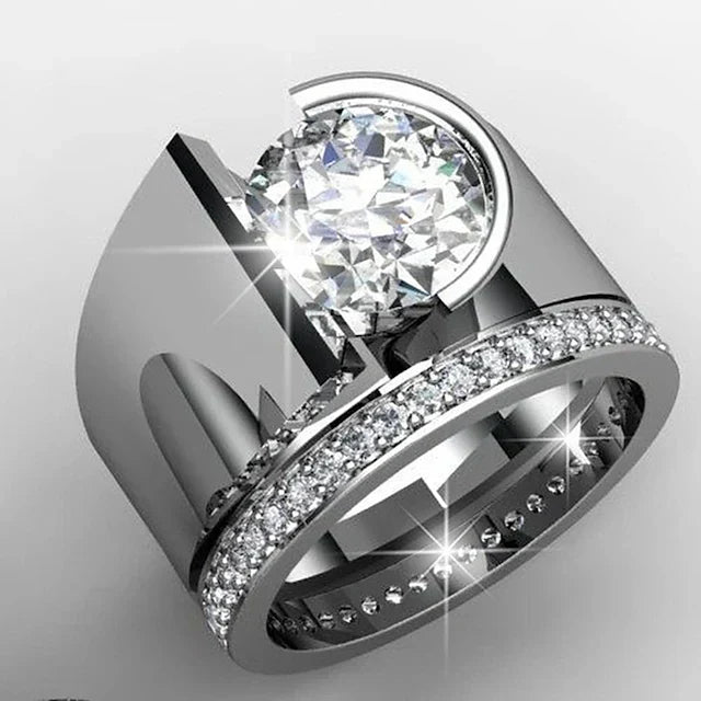 Vintage Bright Zirconia Silvered Ring-Maryam Jewelry