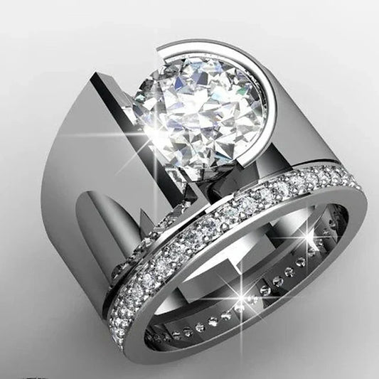 Vintage Bright Zirconia Silvered Ring-Maryam Jewelry