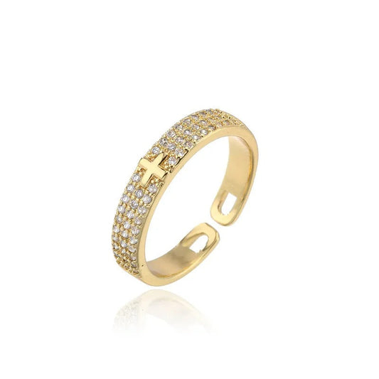Gold Sparkling Faith Resizable Ring-Maryam Jewelry