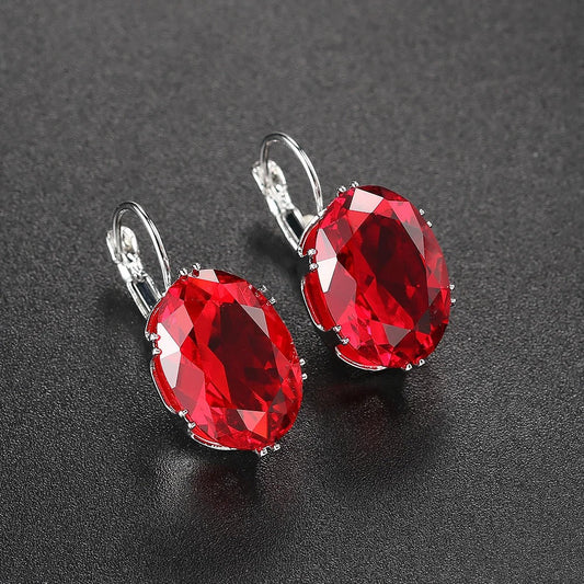 Classic Red Gemstone Earrings-Maryam Jewelry