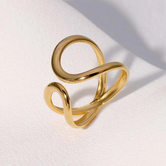 Gold Curved Loop Adjustable Ring-Maryam Jewelry
