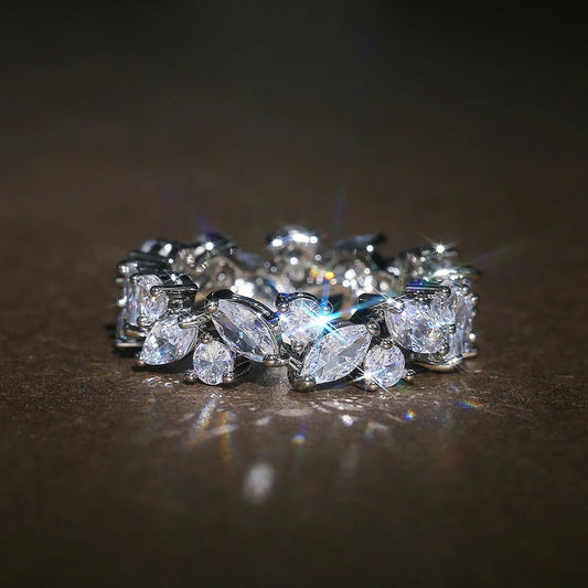 Vintage Marquise & Round Diamond Eternity Ring-Maryam Jewelry
