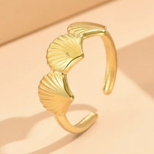 Vintage Gold Leaf Trio Open Ring-Maryam Jewelry
