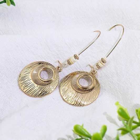 Vintage Gold Oval Hoop Earrings-Maryam Jewelry