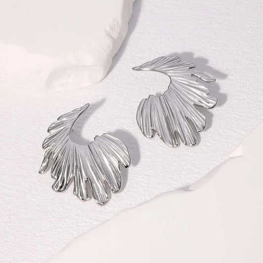Vintage Silver Leaf Shaped Earrings-Maryam Jewelry