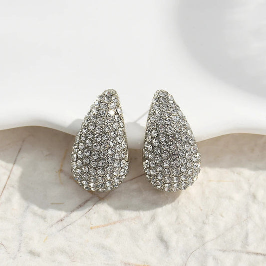 Silver Vintage Sparkling Teardrop Earrings-Maryam Jewelry