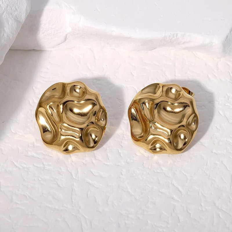 Vintage Abstract Gold Fluid Design Earrings-Maryam Jewelry