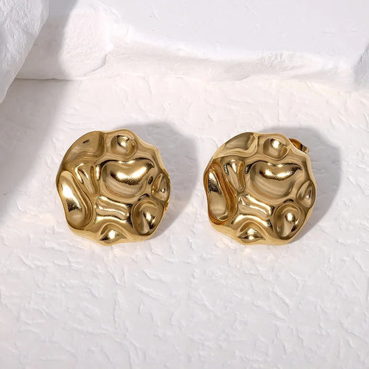Vintage Abstract Gold Fluid Design Earrings-Maryam Jewelry