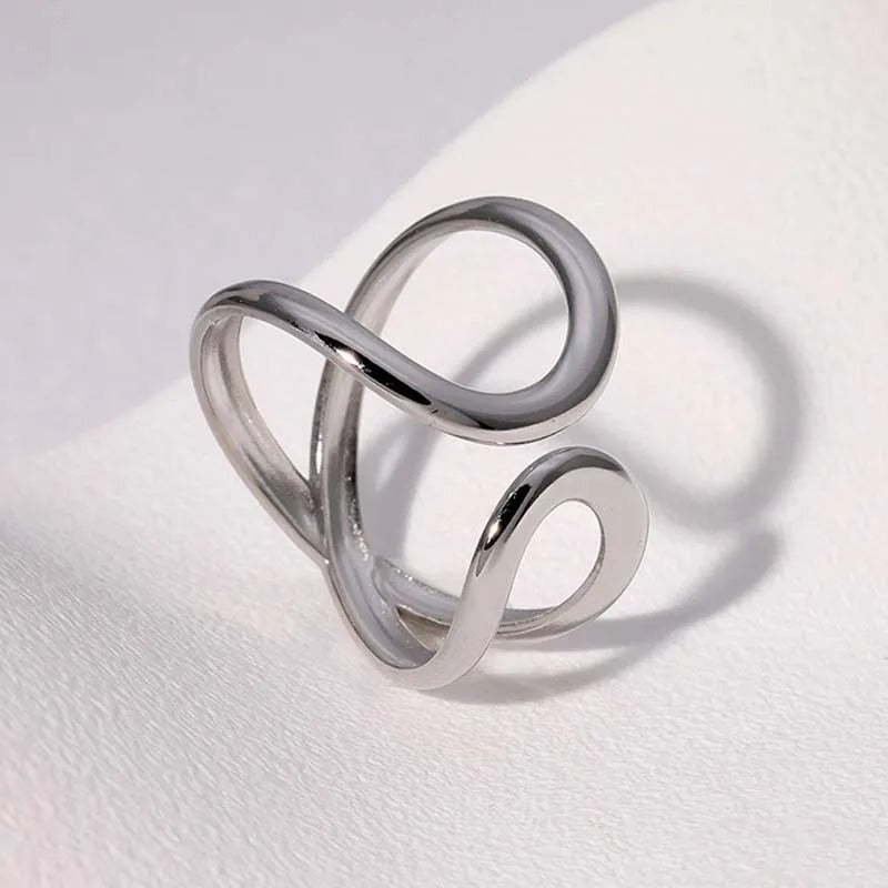 Artistic Silver Infinite Twist Adjustable Ring-Maryam Jewelry