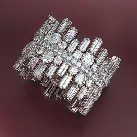 Baguette Round Diamond Statement Ring-Maryam Jewelry