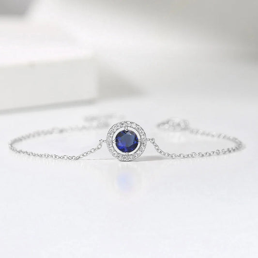 Vintage Silver Blue Crystal & Pave Border Bracelet-Maryam Jewelry