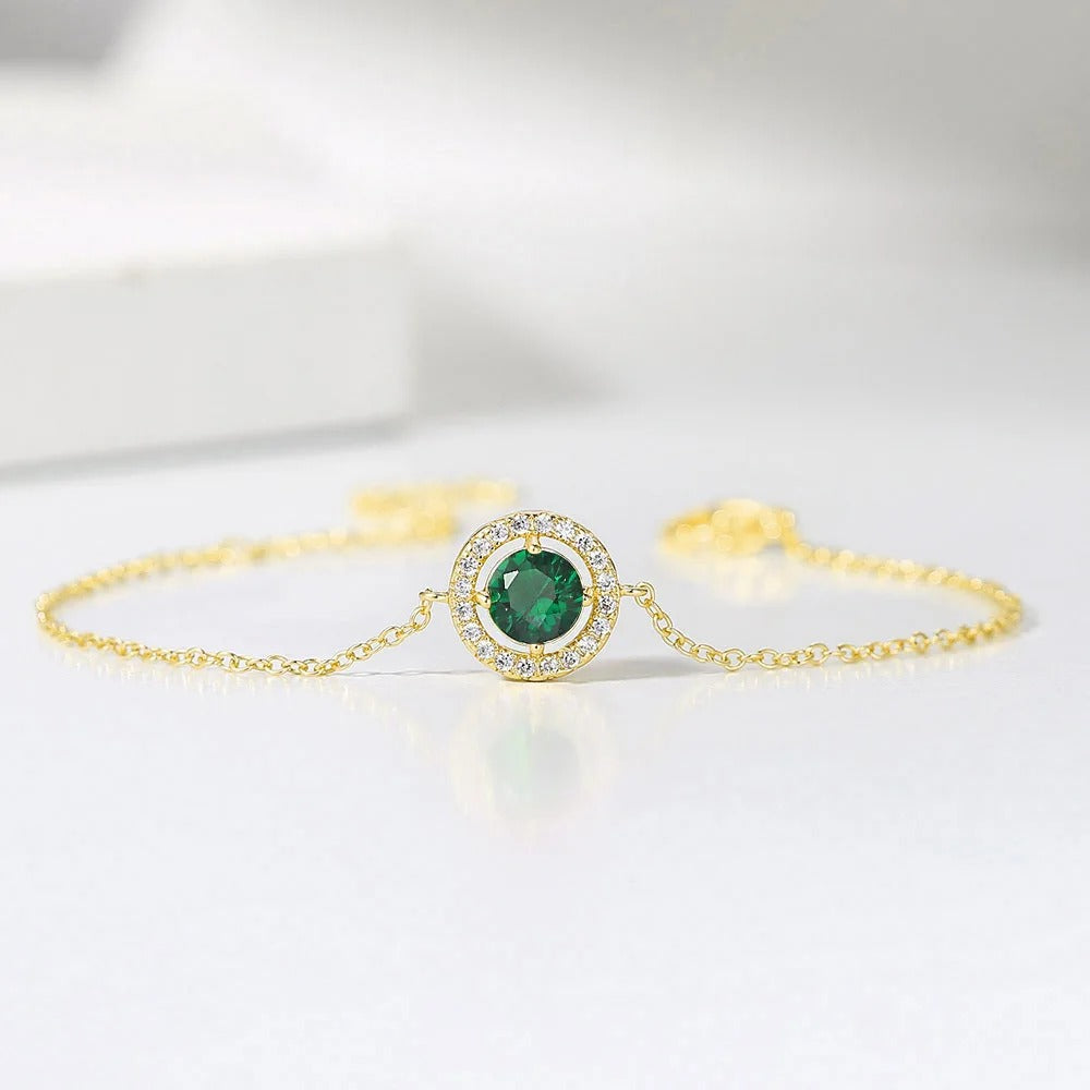 Vintage Gold Green Crystal & Pave Border Bracelet-Maryam Jewelry