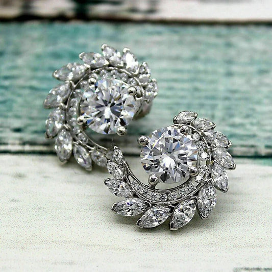 Vintage Silver Wreath Stud Earrings-Maryam Jewelry