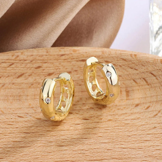 Classy Gold Radiant Crystal Hoop Earrings-Maryam Jewelry
