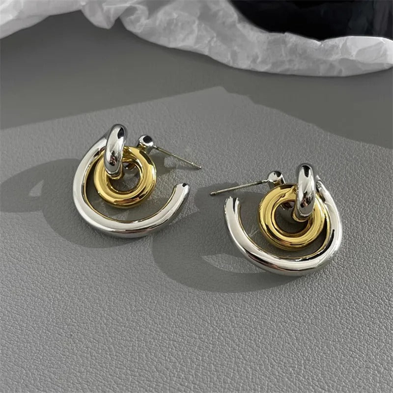 Vintage C-Shaped Gold Classic Stud Earrings-Maryam Jewelry