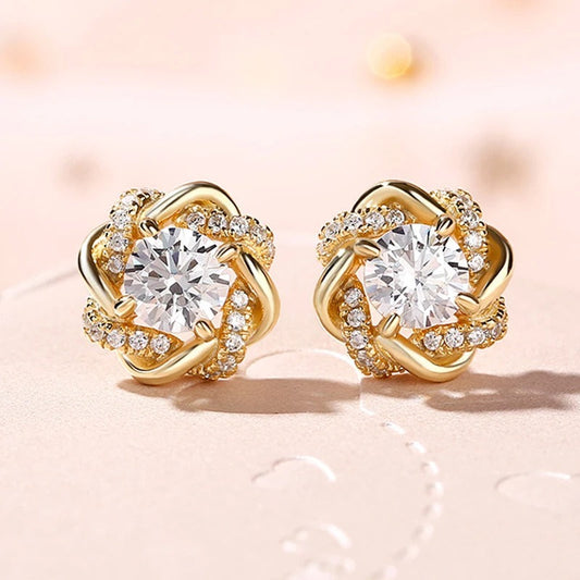Dazzling Circle Gold Stud Earrings-Maryam Jewelry