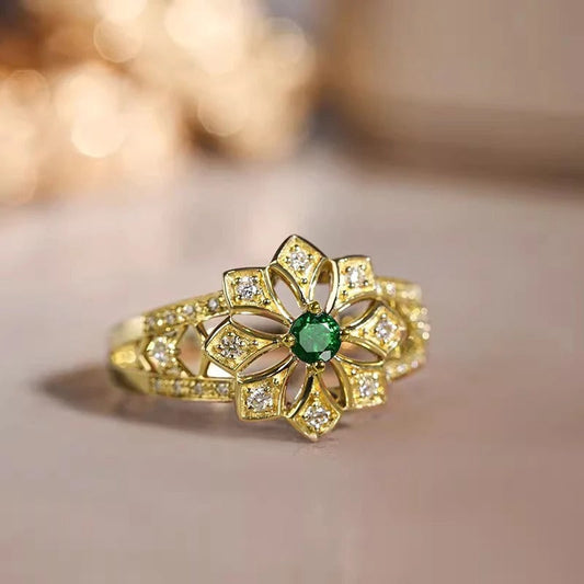 Vintage Gold Lotus Bloom Ring-Maryam Jewelry