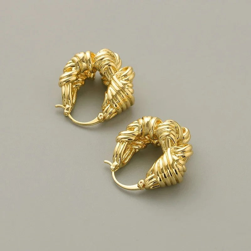 Gold Chunky Knot Earrings-Maryam Jewelry