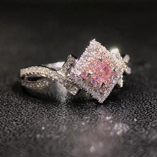Vintage Pink Diamond & Crystal Ring-Maryam Jewelry
