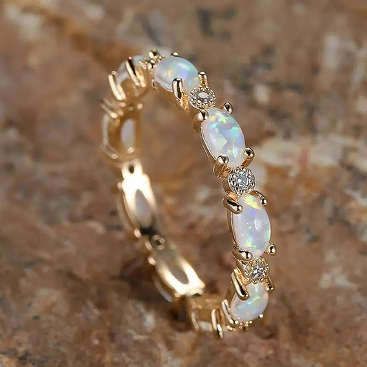 Vintage Gold Opal Eternity Ring-Maryam Jewelry