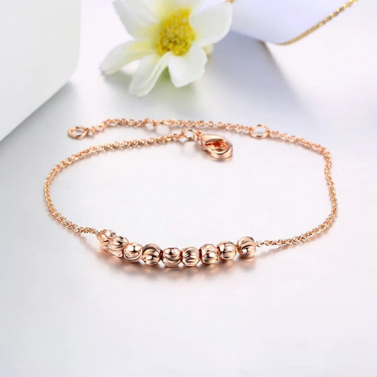 Classic Rose Gold Smooth Round Bead Bracelet-Maryam Jewelry
