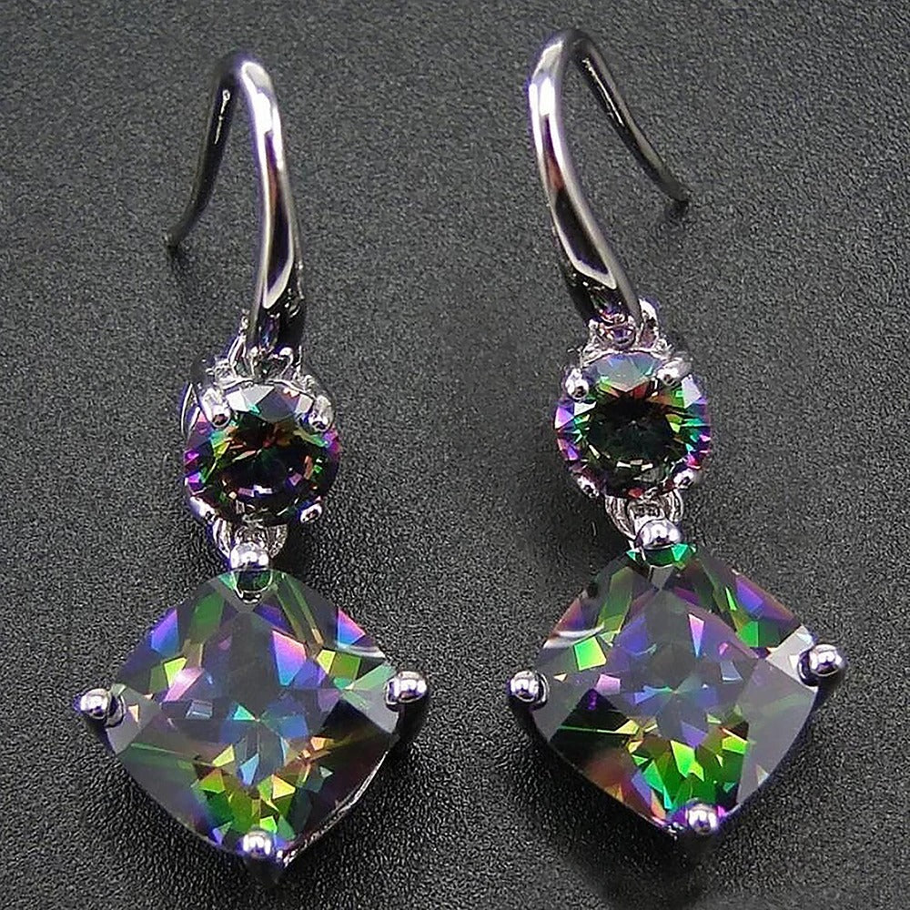 Vibrant Multi-Color Crystal Drop Earrings-Maryam Jewelry