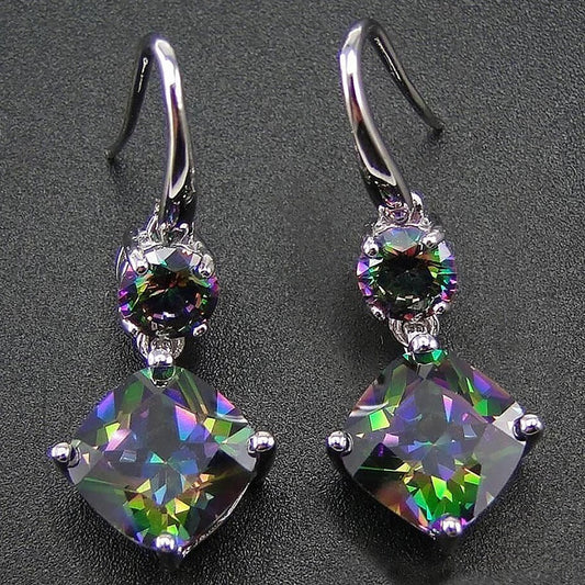 Vibrant Multi-Color Crystal Drop Earrings-Maryam Jewelry