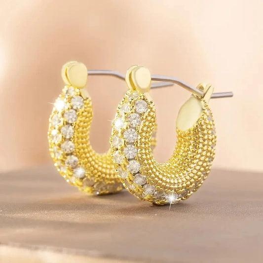 Gold Crystal Beaded Earrings-Maryam Jewelry