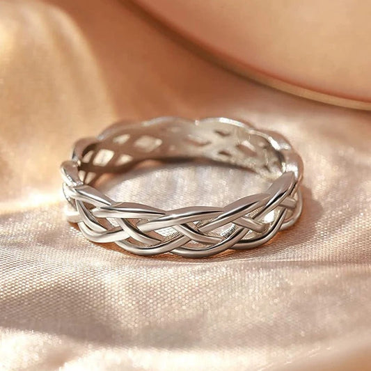 Twisted Silver Woven Band Ring-Maryam Jewelry