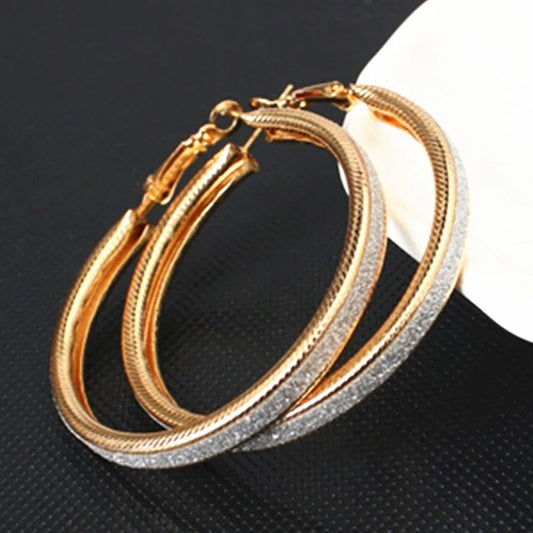 Vintage Two-Tone Gold & Silver Hoop Earrings-Maryam Jewelry