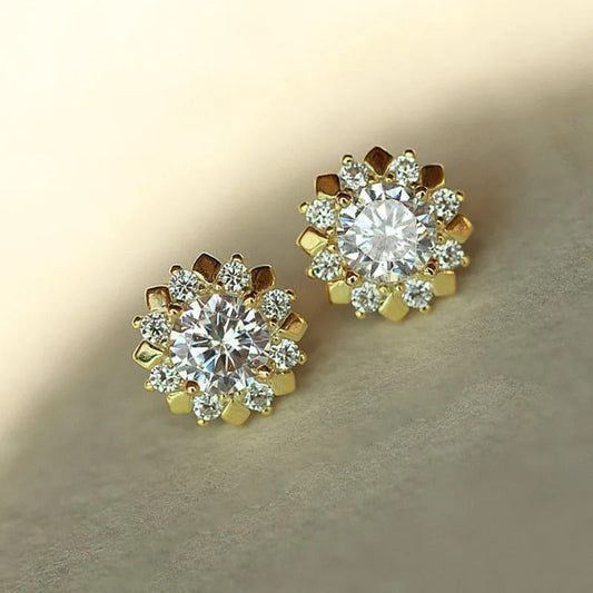 Gold Petal Cluster Earrings-Maryam Jewelry