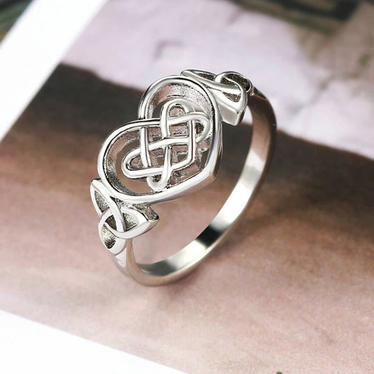 Classic Silver Heart-Shaped Celtic Knot Ring-Maryam Jewelry