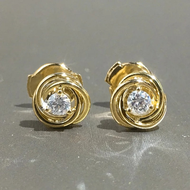 Gold Spiral Sparkle Earrings-Maryam Jewelry