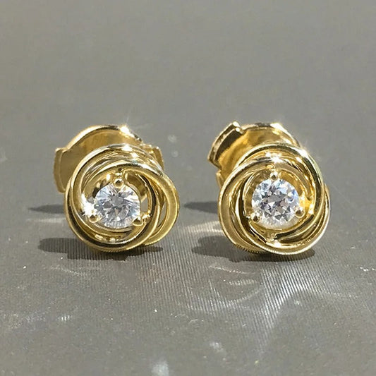 Gold Spiral Sparkle Earrings-Maryam Jewelry
