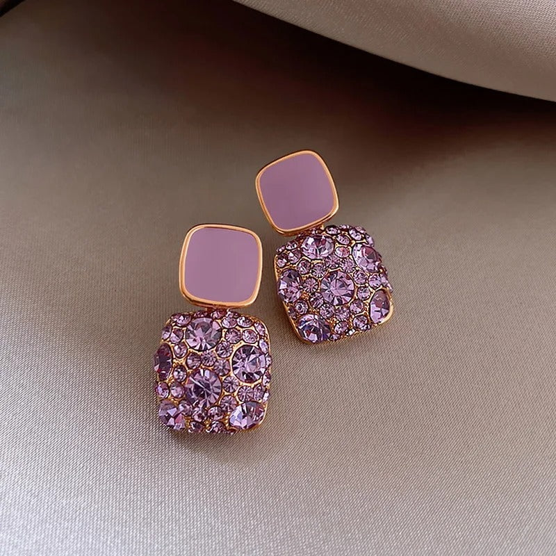 Sparkling Purple Retro Earrings-Maryam Jewelry