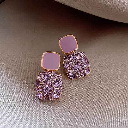 Sparkling Purple Retro Earrings-Maryam Jewelry