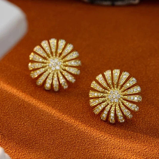 Vintage Gold Twinkle Petal Earrings-Maryam Jewelry
