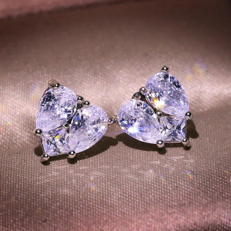 Timeless Heart-Shaped Brilliant Gemstone Sparkle Earrings-Maryam Jewelry