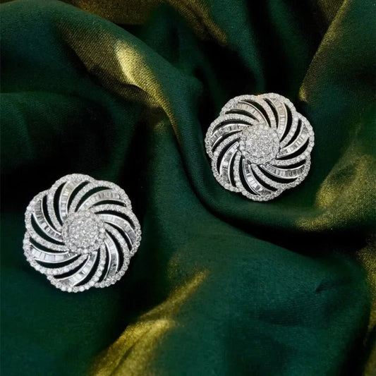 Silver Sparkle Swirl Earrings-Maryam Jewelry