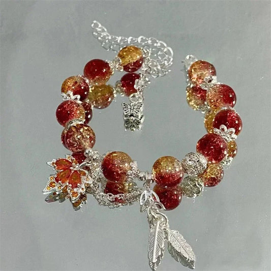 Silver Autumn Leaf & Butterfly Bracelet-Maryam Jewelry